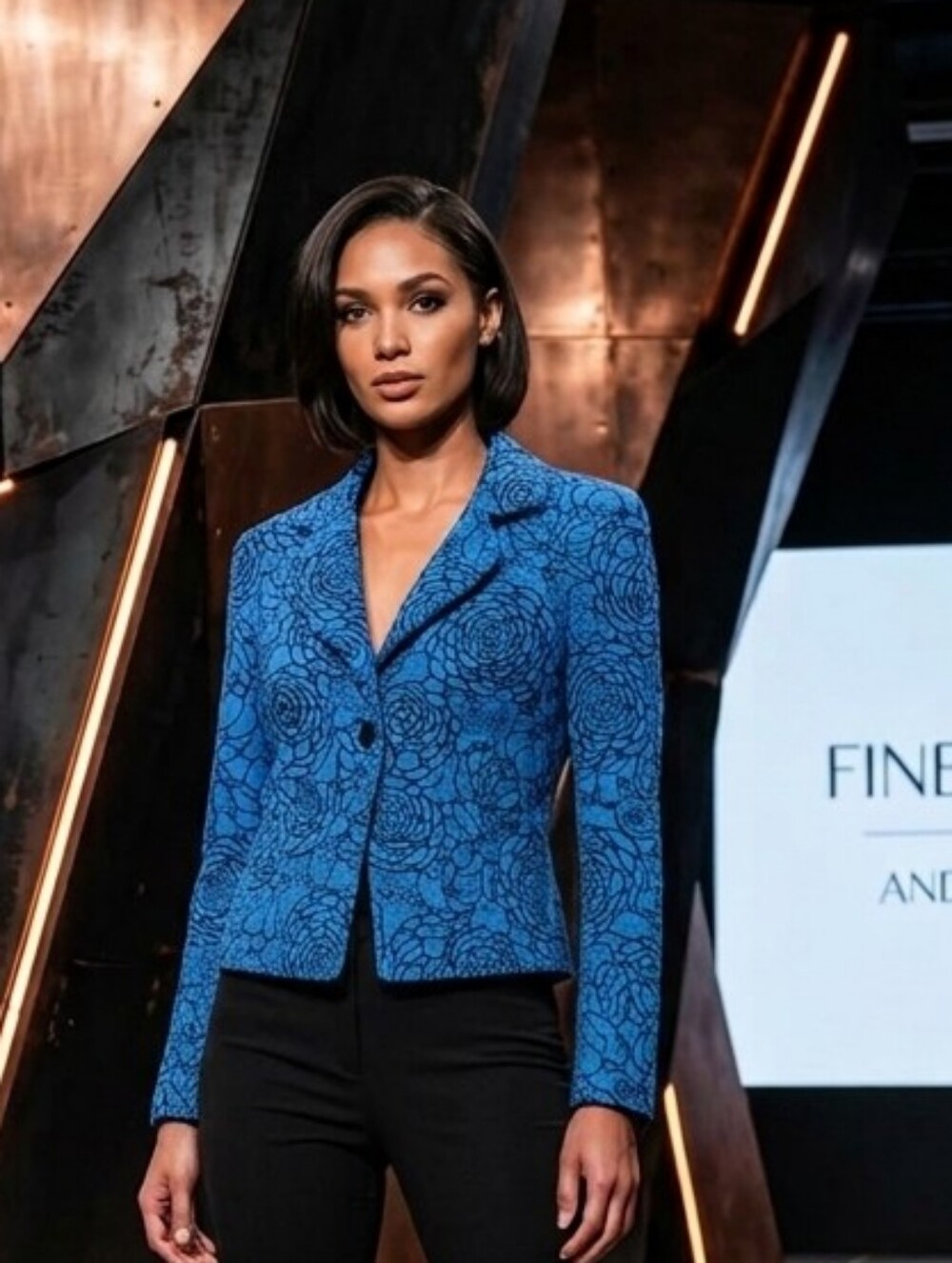 Andria Leiu Black and Blue Floral Blazer